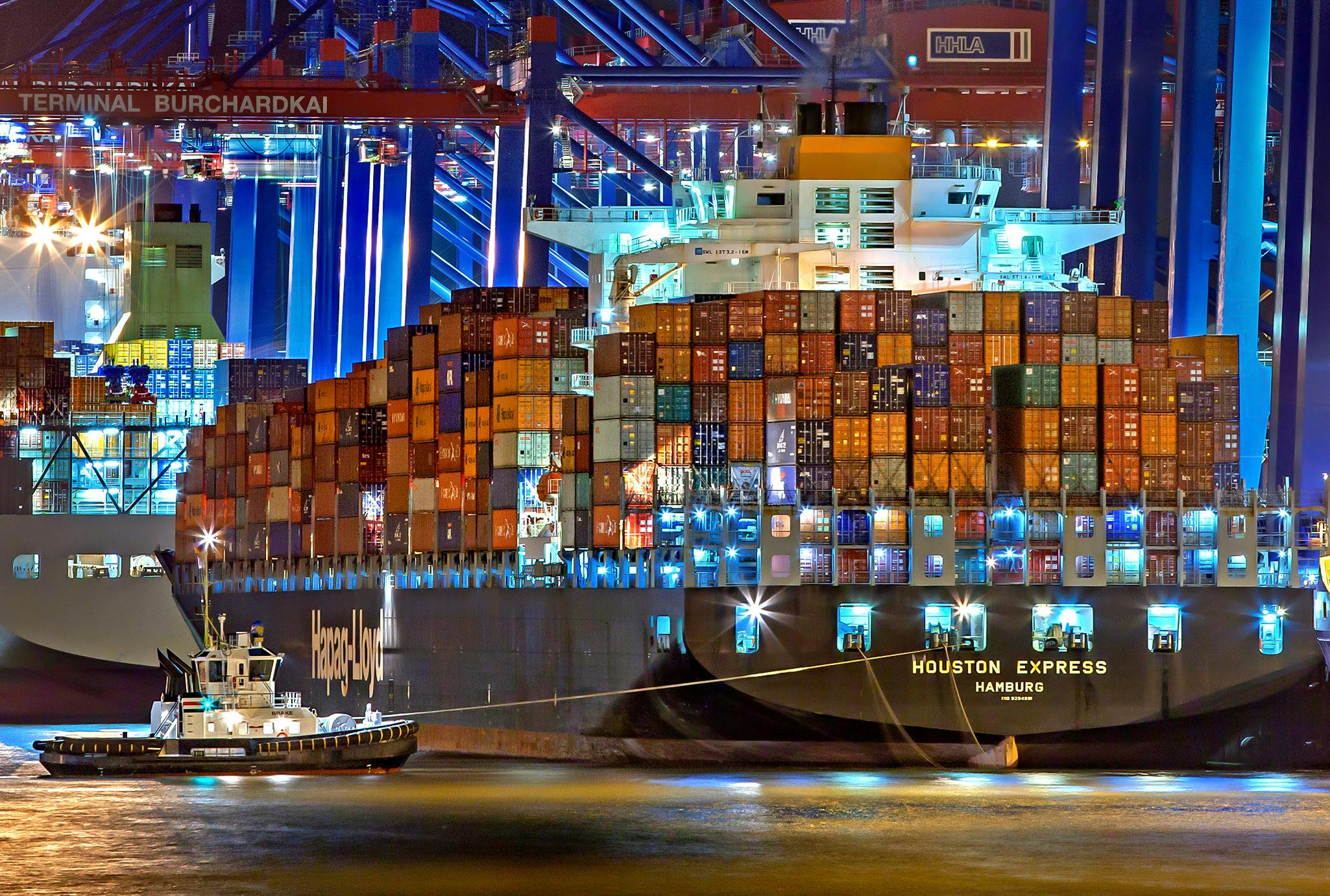 Container ships at Jebel Ali Port for Iran trade